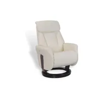 fauteuil de relaxation manuel - athos - cuir blanc
