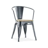 chaise de salle à manger avec accoudoirs - bois et acier - stylix industriel