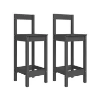 vidaxl chaises de bar lot de 2 gris 40x41,5x112 cm bois de pin solide