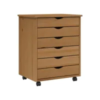 armoire de rangement, armoire roulante avec tiroirs moss bois de pin marron miel pks89481 meuble pro