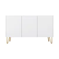 cali - buffet bas - effet marbre - 144 cm - best mobilier - blanc et doré
