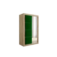 armoire de chambre tapila 2 sonoma/vert 120 avec 2 portes coulissantes style contemporain penderie (tringle) avec étagères
