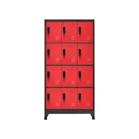 armoire de rangement, armoire à casiers anthracite et rouge 90x45x180 cm acier pks33493 meuble pro