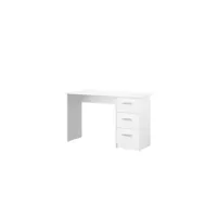 bureau droit 3 tiroirs - panneaux de particules - décor blanc - scandinave - l 121 x p 55 x h 74 cm - essentielle 6493bur1ecr
