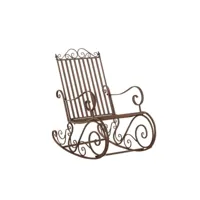 chaise fauteuil à bascule rocking chair pour jardin en fer marron vieilli mdj10101