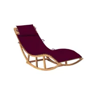chaise longue à bascule avec coussin bois de teck solide 8