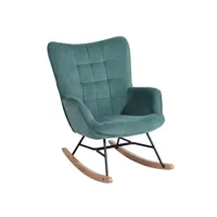 fauteuil à bascule allaitement scandinave rocking chaise loisir et repos en tissu, vert, 71x89x95cm