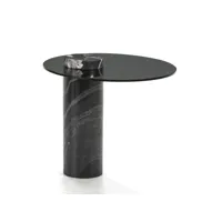 table d'appoint ronde verre et granit noirs siru