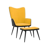 chaise de détente et repose-pied, chaise de relaxation jaune moutarde velours et pvc lsj3225 meuble pro