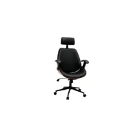 fauteuil de bureau de direction design noir, bois foncé et métal noir musk