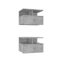 vidaxl tables de chevet flottantes 2 pcs gris béton 40x31x27 cm aggloméré 800414