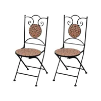 lot de chaises  pliables de bistro 2 pièces céramique terre cuite