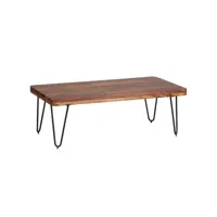 finebuy table basse bois massif table de salon 115 x 40 x 60 cm  table d'appoint style maison de campagne  meubles en bois naturel  table en bois massif jambes en métal