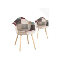 lot de 2 fauteuils scandinaves patchwork ovo