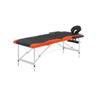 table de massage pliable 2 zones lit de massage  table de soin aluminium noir et orange meuble pro frco23173