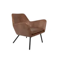 alabama - fauteuil de salon aspect cuir vintage marron
