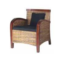 fauteuil chaise siège lounge design club sofa salon rotin tissé à la main marron helloshop26 1102077par3