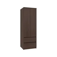 eline - armoire moderne chambre dressing - 180x60x51 cm - meuble de rangement - penderie multi-fonction + 2 tiroirs - wenge