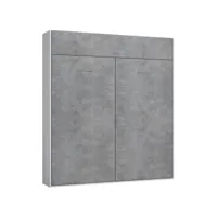 armoire lit escamotable dynamo blanc mat façade gris béton 160 x 200 cm 20100991016