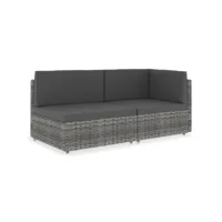 canapé fixe 2 places sectionnel  canapé scandinave sofa résine tressée gris meuble pro frco92735