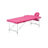table de massage pliable 2 zones lit de massage  table de soin aluminium rose meuble pro frco30654