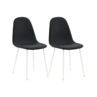 chaise en tissu avec pieds en acier polar (lot de 2) noir et blanc