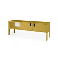 uno - meuble tv en bois 2 portes l137cm - couleur - jaune moutarde