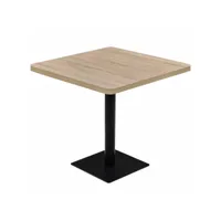 table de bistro mdf et acier carré 80x80x75 couleur de chêne