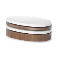 table basse bois et laqué sidony - noyer/blanc - bois foncé
