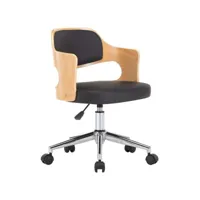 vidaxl chaise pivotante de bureau noir bois courbé et similicuir 3054851