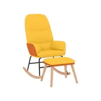 chaise à bascule avec repose-pied, fauteuil de relaxation, chaise de salon jaune moutarde tissu fvbb62991 meuble pro