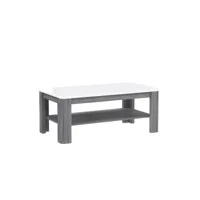 table basse 110 cm blanc laqué et pieds décor bois gris - alexiane 67087342