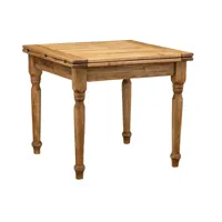 table à rallonge rustique en bois massif de tilleul finition naturelle l90xpr90xh80 cm
