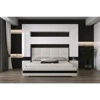 tête de lit avec rangement armoire - pont de lit panama 4/hg/w/2-1a blanc/blanc brillant 256x223x35cm vivadiscount-8760