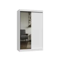 paolo - armoire à 2 portes coulissantes - 1 miroir - l. 120 cm - dressing de chambre 2 portes - blanc