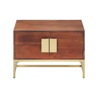 table de salon marron miel 67x67x45 cm bois solide d'acacia