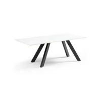 table basse 120x60 cm céramique blanc pieds inclinés - oregon 08