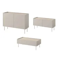 bobochic ensemble atlas avec buffet 120 cm + meuble tv 120 cm + table basse 120 cm beige