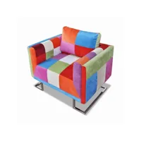 fauteuil chaise siège lounge design club sofa salon cube avec de patchwork chrome tissu helloshop26 1102040par3
