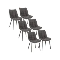 lot de 6 chaisess de salle à manger chaises de cuisine  en tissu scientifique + métal-gris foncé
