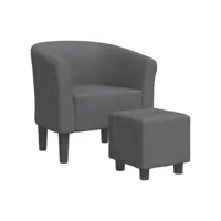 fauteuil salon - fauteuil cabriolet avec repose-pied gris foncé tissu 70x56x68 cm - design rétro best00007344350-vd-confoma-fauteuil-m05-1766