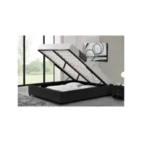 cadre de lit noir avec coffre de rangement intégré -160x200 cm kennington