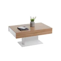table basse table de salon  bout de canapé chêne antique et blanc meuble pro frco54847