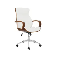 fauteuil de bureau melilla en similicuir , noyer / blanc