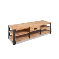 meuble tv  banc tv armoire de rangement 140 x 40 x 45 cm bois d'acacia massif meuble pro frco81643