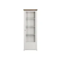 vitrine 1 porte avec led intégrées collection assia. couleur frêne blanc et chêne. ouverture droite