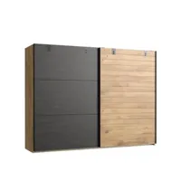 armoire portes coulissantes portland style industriel 250 cm chêne graphite 20100889946