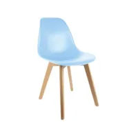 chaise enfant scandinave bois et polypropylène bleu clair
