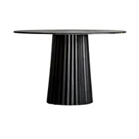 table de cuisine ronde marbre noir et pied manguier massif lial d 120 cm