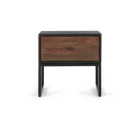 table d'appoint en bois de palissandre et manguier et métal noir  -longueur 45 x profondeur 45 x hauteur 45 cm